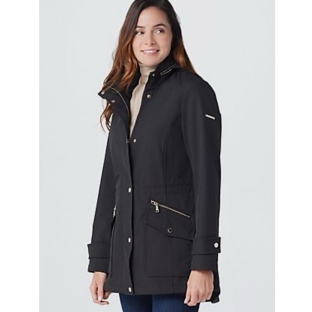 Dennis Basso Water Resistant Bonded Jacket with Hidden Hood